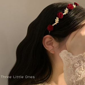 Rétro séché Rose fleur perle bandeau femmes épingle à <span class=keywords><strong>cheveux</strong></span> bandeau mariée <span class=keywords><strong>cheveux</strong></span> accessoire fleur perle princesse <span class=keywords><strong>couronne</strong></span> - Product Image 3