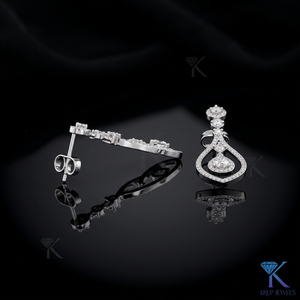 Boucles d'oreilles pendantes en forme de goutte d'eau en diamant de laboratoire, plaqué or massif 18 carats, certifiées IGI, luxe, pavé, forme poire ouverte, bijoux fins pour femmes - Product Image 4