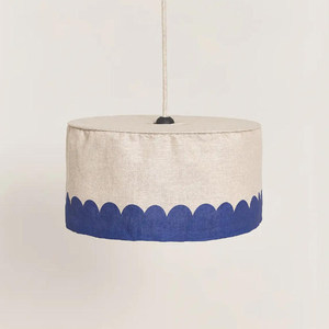Lustre suspendu rond en lin, style minimaliste moderne, pour la maison, salle à manger, salon, chambre d'enfant - Product Image 2