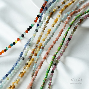 Perles en vrac de 3 mm en Agate Naturelle, <span class=keywords><strong>Jade</strong></span>, Turquoise, Tourmaline pour la fabrication de bijoux, bracelets et colliers faits main - Fournitures de bijouterie Jinhua - Product Image 4