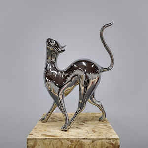 Escultura de Gatos de Acero Inoxidable de Tamaño Real, Estilo Moderno, Decoración de Animales Tallados para <span class=keywords><strong>Plaza</strong></span> Comercial, <span class=keywords><strong>Hotel</strong></span>, Jardín, Paisaje Urbano - Product Image 6