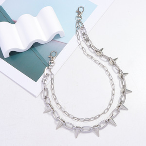 Cadena de cintura de doble capa con púas metálicas de aleación de zinc, accesorio unisex para fiestas, para jeans - Product Image 3