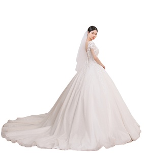 OEM vestido de novia de alta calidad hermoso diseño de bola de encaje flor rebordear de lujo Vintage patrón floral de talla grande característica verano - Product Image 1