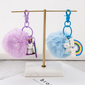 Colorful Wholesale Puff Ball Faux Rabbit Fur Furry Furball Keychains Plush Fur Ball Keychain Princess Pom Pom Keychain - Product Image 4