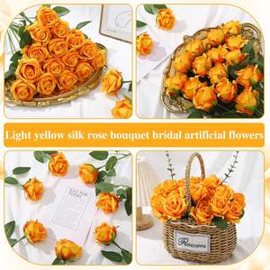 Fleurs artificielles <span class=keywords><strong>orange</strong></span> et noires en soie, pétales de rose artificiels, roses à longue tige pour la Saint-Valentin, bouquet de mariage, décoration de fête à domicile - Product Image 3