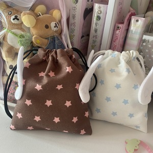 Fashion Portable Geometric <b>Drawstring</b> Cosmetic <b>Bag</b> Polyester Dust Storage Pouch <b>Makeup</b> Stationery Travel Organizer with Wings - Product Image 5