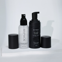 BVPACK 30g 50g 100ml Ensemble cosmétique en plastique noir givré, pot et flacon avec pompe à mousse pour nettoyant, tonique, crème