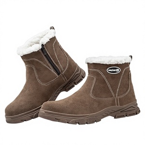 Zapatos de Protección Laboral para Hombre, de Invierno, Forrados de Felpa, Parte Superior de Gamuza, con Puntera de Acero Reforzada, Resistentes a Pinchazos, para Obras de Construcción - Product Image 1