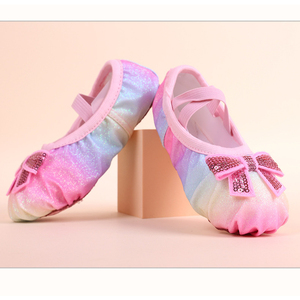 Zapatos de Ballet con Lentejuelas para Niñas, Suela Blanda, Calzado de Práctica, Rosa, Morado, con Lazo, para Clases de Danza China para Niñas Pequeñas - Product Image 2