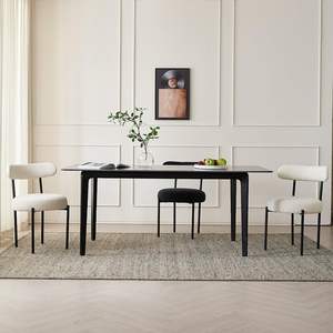 Mesa de Comedor Nórdica Moderna Minimalista de Acero Inoxidable y Terciopelo con 4 Sillas para Hotel y Hogar, Duradera - Product Image 3