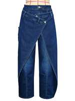 ZHEZHE Jean Cargo Irrégulier Décontracté en Denim Lavable Style Rétro Unique pour Femme – Nouvelle Collection 2026 Streetwear