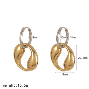 Pendientes de aro geométricos de acero inoxidable, diseño de anillo irregular en oro y plata, joyería de moda para mujer - Product Image 5