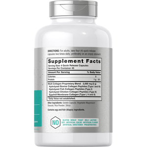 Compléments de protéines multi-collagènes 180 capsules, compatibles Keto et Paléo, sans gluten, types I, <span class=keywords><strong>II</strong></span>, III, V, X pour adultes - Product Image 2