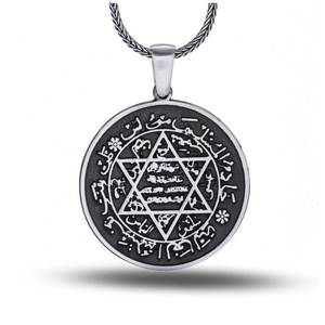 Vente en gros de collier pour hommes Sceau de Salomon Nouveau design en acier inoxydable 316L Pendentif <span class=keywords><strong>King</strong></span> <span class=keywords><strong>Solomon</strong></span> Talisman Collier à médaillon fait main - Product Image 1