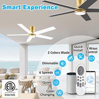 Ventilateur de plafond encastré LED réversible à télécommande à 3 couleurs pour l'été et l'hiver-pour les hôtels et le salon