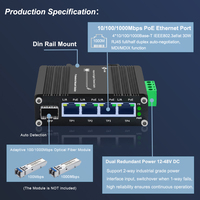 Switch PoE para Riel DIN de Exterior No Administrado, 4 Puertos Gigabit 10/100/1000Mbps con 1 Puerto SFP Uplink, Salida de 48V CC