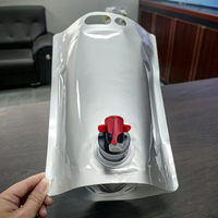 Sachet Doypack en aluminium argenté à double fond de 3L avec valve verseuse pour le stockage de liquides, vin et aliments - Vente en gros