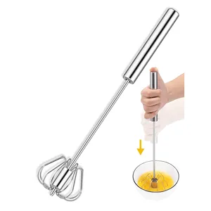 Bán buôn 10 12 14inch bán tự động trứng Whisk ROTARY Egg Beater thép không gỉ tay đẩy Whisk cho đập whisking khuấy