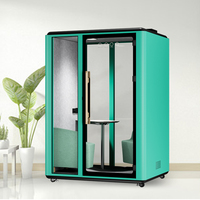 Cabine de bureau insonorisée moderne en aluminium durable avec éclairage LED réglable, design mobile, idéale pour salon ou bureau