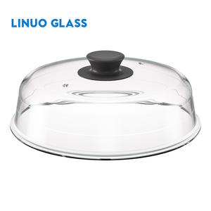 Linuo penutup piringan kaca Microwave borosilikat tahan suhu tinggi tutup pelindung percikan tahan panas - Product Image 2