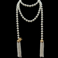 Collier à pampilles en moissanite de style français vintage, fermoir abeille, bijoux élégants multi-usages pour femme, chaîne en argent 925
