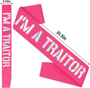 I Am a TRAITOR Sash con lámina iridiscente Hot Pink Going Away Muding Job Change Relocating Party Sash para mujeres o hombres - Product Image 2