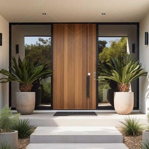 Puerta de Entrada Blindada de Alta Gama <span class=keywords><strong>para</strong></span> Exteriores con Diseño de Madera, Puerta de Entrada Moderna de Acero de Seguridad Antirrobo en Venta - Product Image 4