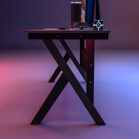 Escritorio de ordenador para juegos, escritorio de oficina en casa, Extra grande, ergonómico, negro, PC, mesa de escritura de fibra de carbono con portavasos, gancho para auriculares