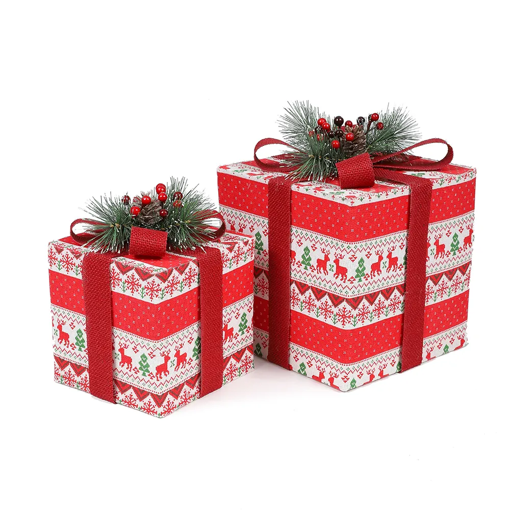 2022 Christmas Decoration Supplies Ren White Gift Nordic Style Gift Decoration Indoor Christmas Ornaments Set 2