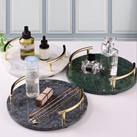Plateau de table rond en marbre avec poignées dorées pour les mariages buffet bonbons nourriture après-midi thé gâteau serveur