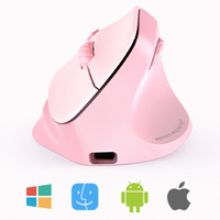 Meetion BTM010R mouse vertikal, tetikus tanpa kabel 2.4G mendukung ergonomis DPI penyesuaian empat gigi