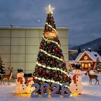 Sapin de Noël 3D géant en cèdre sur pied, taille personnalisée, pour extérieur, avec structure métallique, étanche IP65, LED RGB dynamique programmable