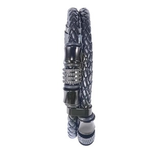 Men's Leather Braided <b>Bracelet</b> Stainless Steel <b>Adjustable</b> Buckle Black Steel Color Retro Style Jewelry Gift - Product Image 4