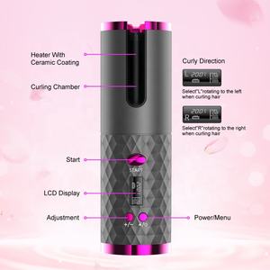 Mini rizador de pelo automático inalámbrico, recargable por USB, rotación automática, antienredos, portátil, promocional - Product Image 3