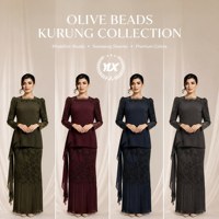 Abaya Formal Wanita Dua Potong Warna Biru Debu dengan Cape Transparan Bordir Kotak Kristal Hijab OEM ODM Label Pribadi Dubai Satin