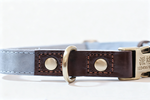 Kalung Anjing Kulit Sapi Asli Klasik Solid Katun Baru dengan Gesper Ukiran Khusus Ramah Lingkungan Bernapas Nyaman Kulit Sapi Poliester - Product Image 2