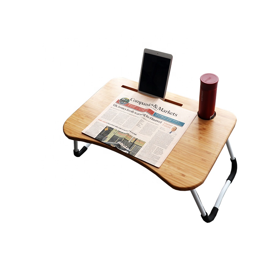 100% бамбука регулируемый портативный ноутбук с слот для карт складной Рабочий стол на кровать ноутбук стол