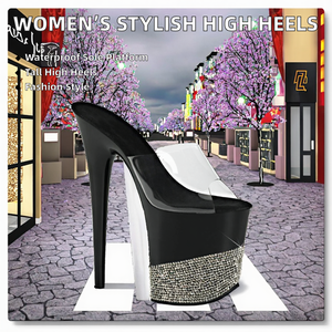Zapatos de Tacón Súper Alto de 8 Pulgadas-20 cm para Mujer, Estilo Simple, a la Moda, con Punta Abierta, Forro de PU, Suela de Goma Impermeable, Plataforma, Marca Nikesi - Product Image 2