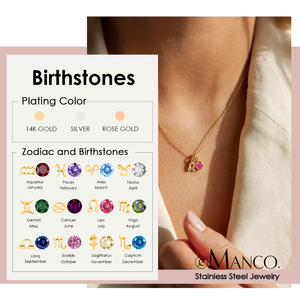Emanco New 12 dấu hiệu hoàng đạo Birthstone Vòng cổ Set thép không gỉ DIY Mặt Dây Chuyền Vòng cổ kỷ niệm món quà sinh nhật - Product Image 2