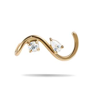 <span class=keywords><strong>Orecchini</strong></span> Ear Climber di Alta Gioielleria Personalizzati di Lusso e di Tendenza da Ragazza in <span class=keywords><strong>Argento</strong></span> Sterling <span class=keywords><strong>925</strong></span> con Zircone a Goccia d'Acqua e Onda - Product Image 2