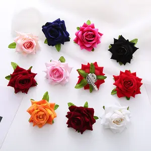 Hot Sale Flower Hairpins Mulheres Nupcial Casamento Floral Broches Pequeno Veludo Rose Hair Clip