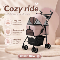 Chariot pliable léger en métal pour chiens et chats avec panier amovible pour les promenades