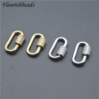 Petite taille ovale forme laiton métal or argent placage CZ pavé collier fermoirs pour femmes hommes bijoux accessoires