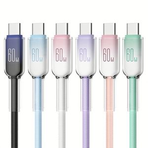 Transparent Crystal Fast <b>Charging</b> <b>Type</b> <b>c</b> Nylon Braided 60W <b>Type</b> <b>C</b> to <b>C</b> Data <b>Cable</b> Mobile Accessories Charger <b>Cable</b> - Product Image 5