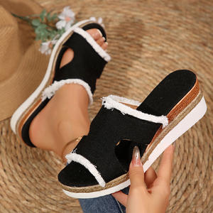 Sandalias Planas de Lona Ligeras y Casuales para Mujer, Tallas Grandes, con Plataforma de Cuerda de Cáñamo, Novedad Primavera-Verano 2025 - Product Image 1