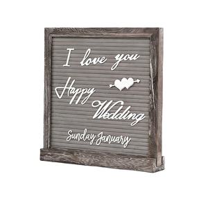 Pizarra de Fieltro de Doble Cara Negra y Gris de 10x10 con Números y Símbolos, 712 Letras Intercambiables, Tablero de Mensajes con Base de Madera - Product Image 1