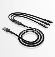 Pabrik grosir tiga dalam satu nilon kepang kabel Data pengisian cepat 3 1 pengisian mikro USB tipe-c 8pin kawat kamera tembaga murni