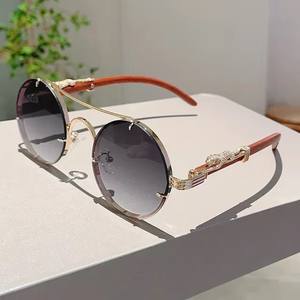 Gafas de Sol Redondas con Logotipo Personalizado, Estilo Vintage 2025, para Hombre y Mujer, con Doble Puente, Lentes Degradadas, Protección UV400, Montura Grande - Product Image 2