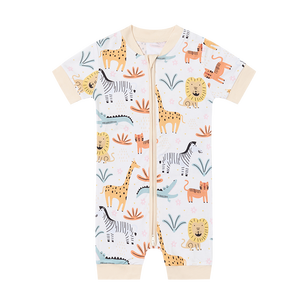 Logo personnalisé imprimé 95% bambou 5% Spandex bébé enfant en bas âge à manches courtes barboteuse enfant pyjamas vêtements de couchage - Product Image 4