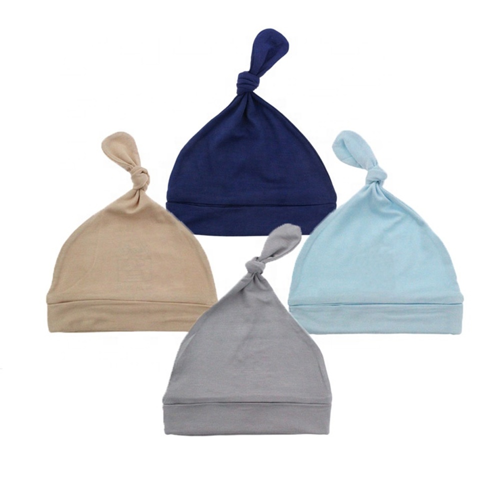 Оптовая продажа на заказ, простые цветные бамбуковые тканевые шляпы для новорожденных мальчиков